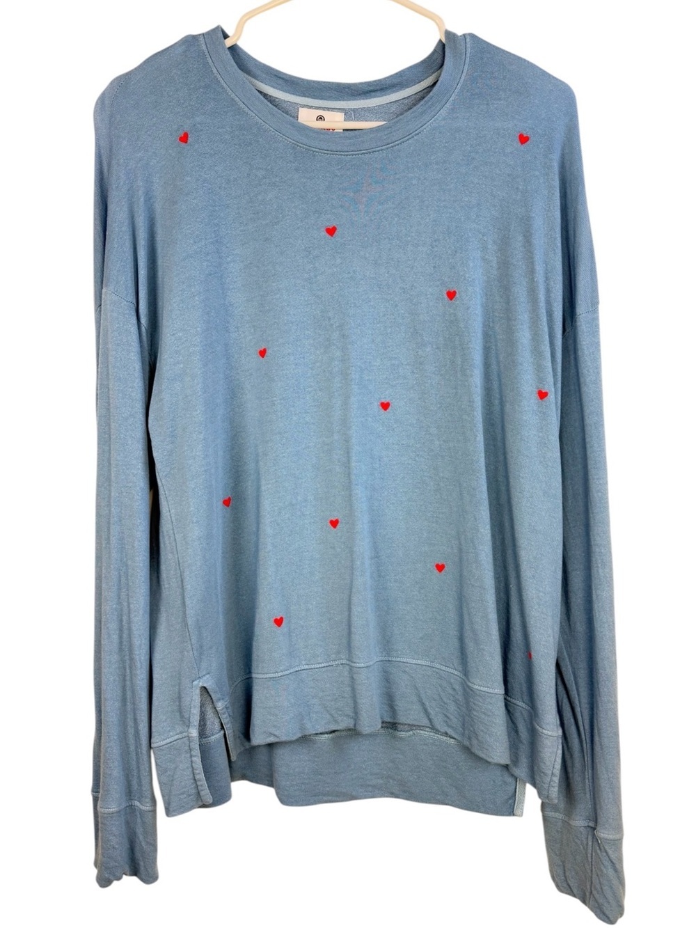 Sundry Embroidered Heart Pullover Sweatshirt – Blue | Size 1 (US Small/Medium)